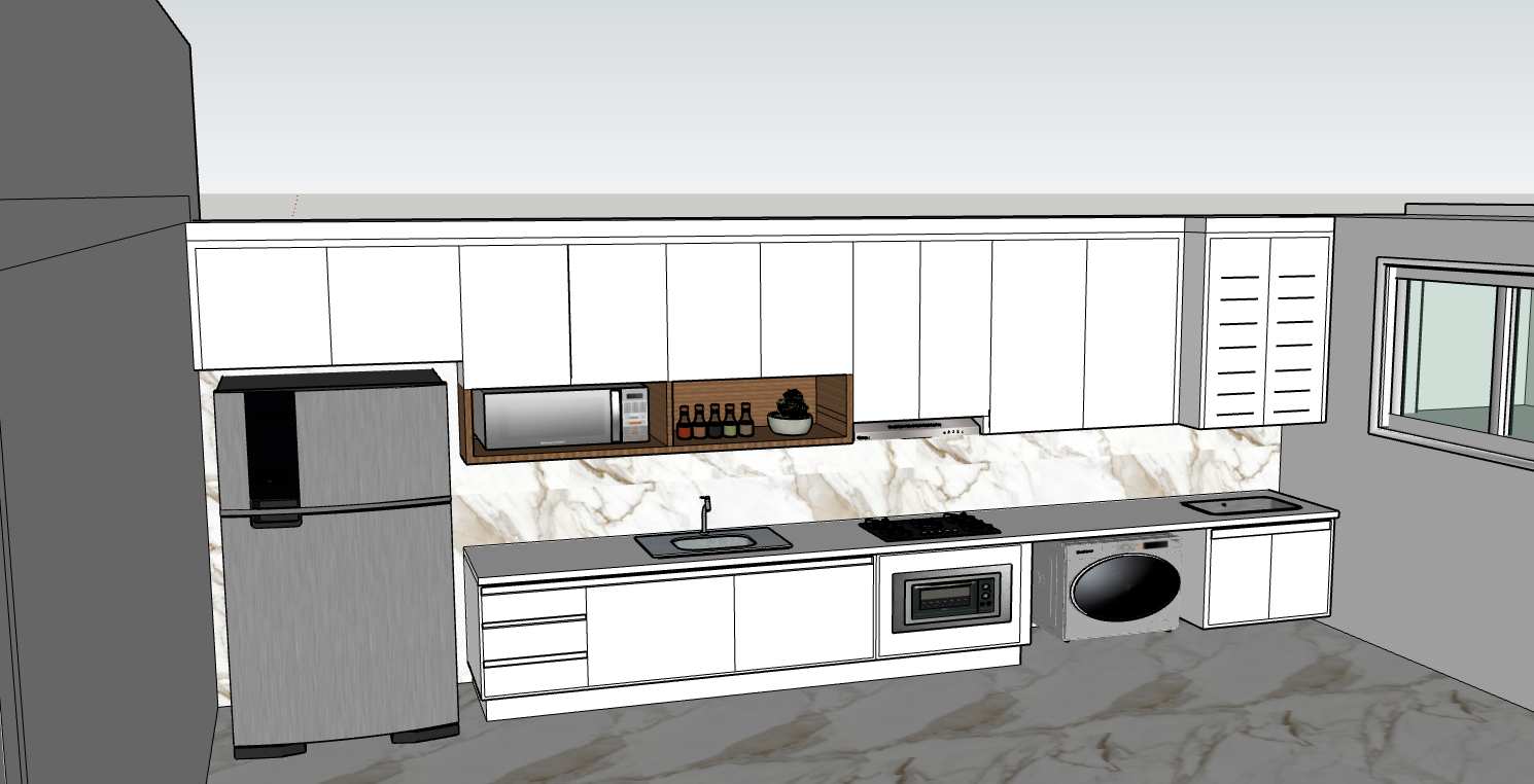 Projeto 3D de cozinha planejada feito no SketchUp