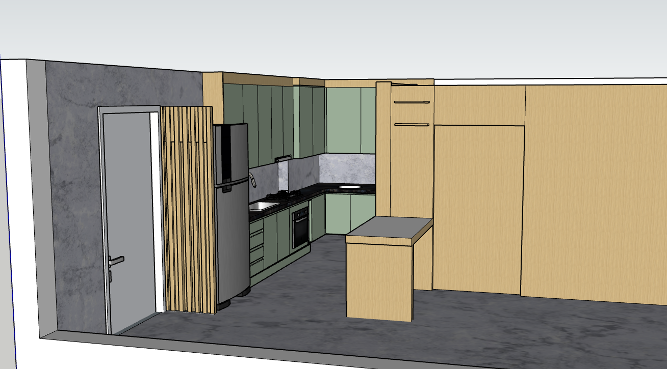 Projeto 3D de cozinha planejada feito no SketchUp