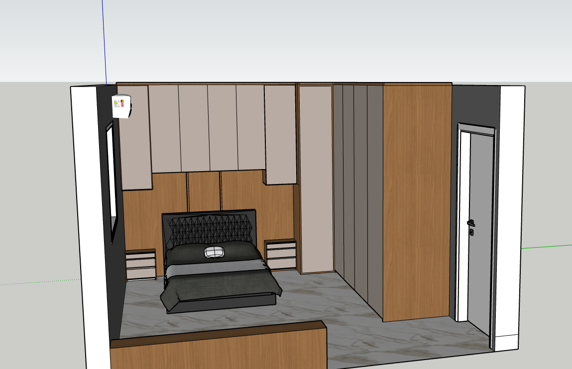 Projeto 3D de quarto planejado feito no SketchUp
